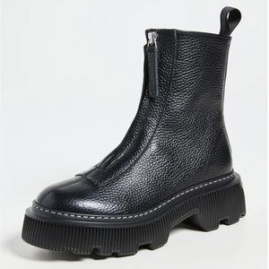 LAST Shane pebbled leather combat boots with front zip - SIZE 38